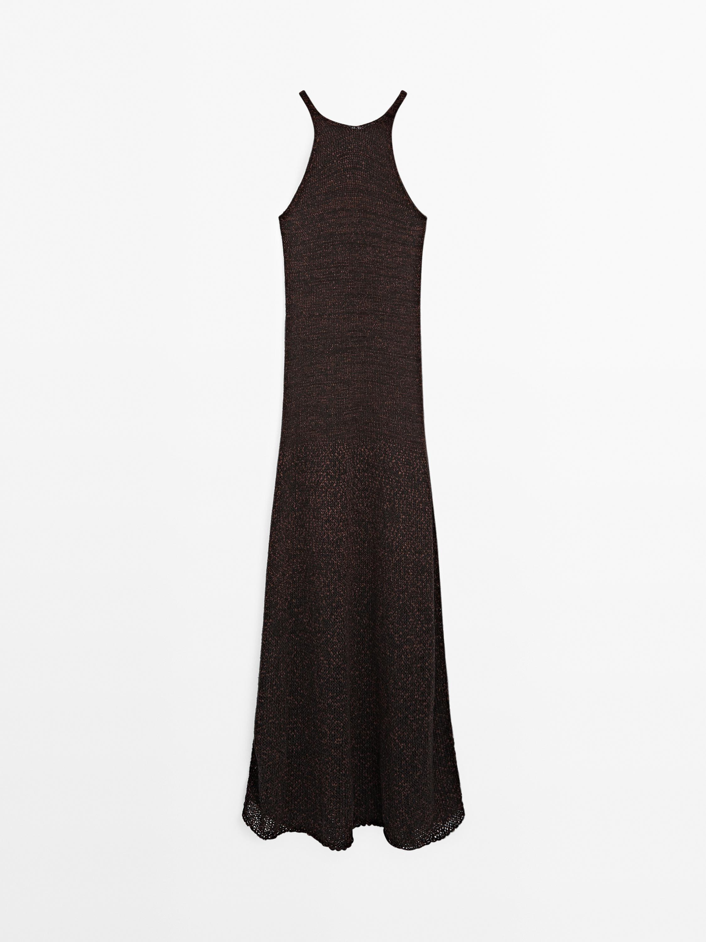 Long knit cotton blend dress